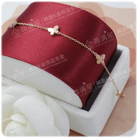 韩国正品/14k18k纯黄金玫瑰金彩金珠宝首饰/简约时尚魅力蝴蝶手链 韩国正品/14k18k纯黄金玫瑰金彩金珠宝首饰/简约时尚魅力蝴蝶手链