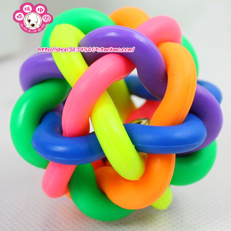 Colorful Teddy bells woven ball dog toy pet toy rubber balls slam ball cat loves toys