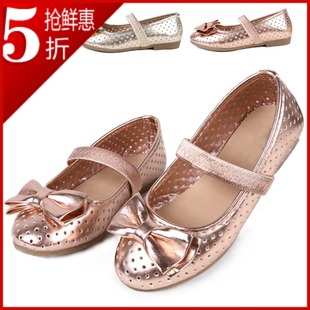  韩版新款女童鞋公主鞋透气镂空牛筋底平底鞋皮鞋单鞋儿童凉鞋