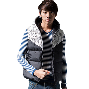  春装新款男士马甲 韩版连帽潮男棉背心  修身马甲时尚休闲