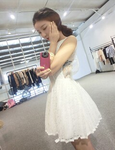 2013夏季新款韩版夜店 独家女神露背系带性感蓬蓬蕾丝连衣裙子 女