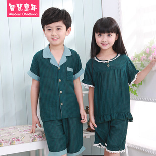  儿童睡衣男孩 夏装新款韩版女童宝宝 儿童家居服童装100%纯棉
