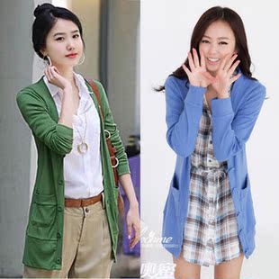  品牌特卖 styleonme 春装女装中长款针织衫大码针织开衫外套