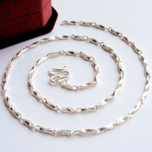  999千足银 纯银加粗元宝项链时尚男女白银情侣款银链 可加长 特价