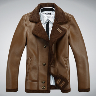  心动特价短款真皮衣 休闲个性秋冬七匹狼新品男式绵羊皮衣