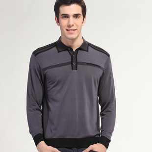  男士长袖套头 翻领春秋新款时尚休闲修身毛衣 男式针织羊毛衫