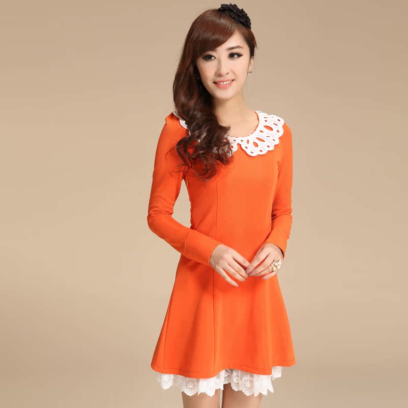 学院派公主淑女花边修身...