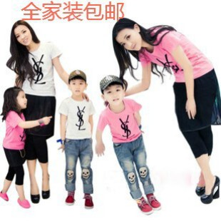  亲子装夏装款韩版全家装父子装母女装一家三口装短袖T恤团购