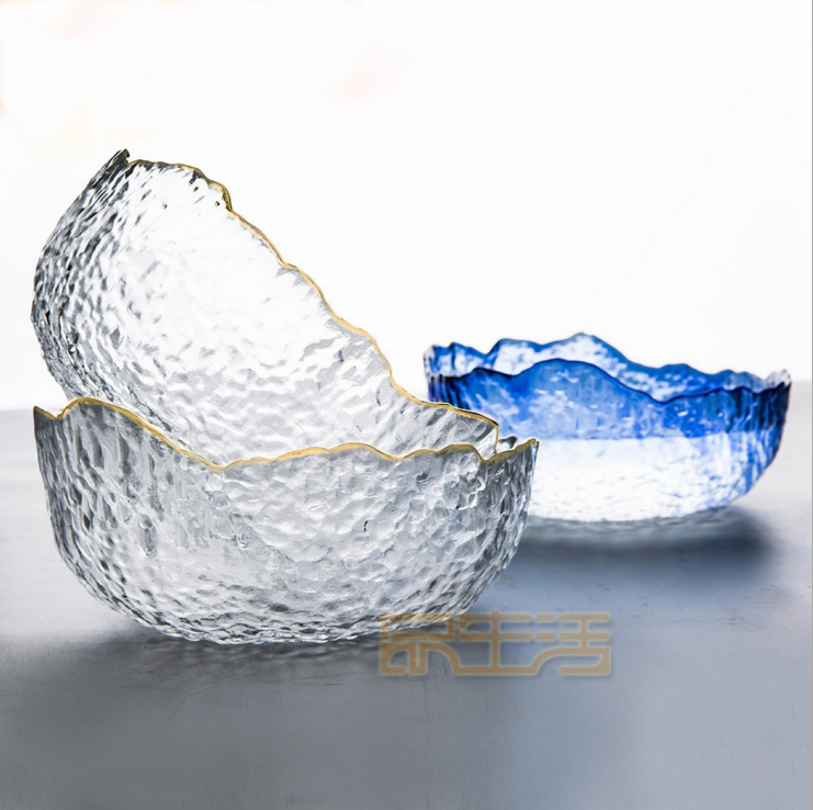 日系茶洗纯手工锤纹金边蓝色玻璃果盘果盆沙拉碗果蔬盆大碗果斗在类目 餐饮具, 餐具, 果盆/果盘/果篮中 - 来自Buy2taobao.com提供专业的淘宝代购服务
