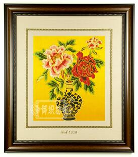  御织坊 旗舰店 南京云锦 云锦框画 宝瓶牡丹 寸锦寸金 南京特产