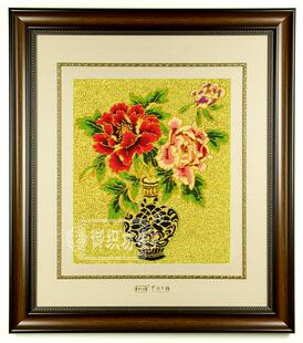  商务礼品 结婚礼品 南京云锦 御织坊 云锦框画 宝瓶牡丹 特产