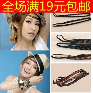  满19包邮 弹力麻花编织 假发辫子 假发辫发箍 头箍 发带 发饰