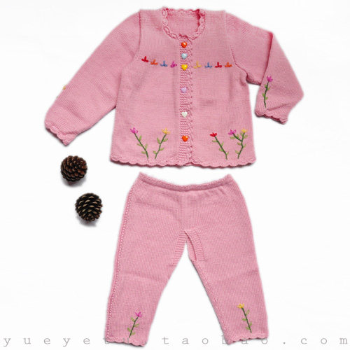 粉pink。<em>套装</em> 定制<em>宝宝</em>儿童纯手工<em>针织毛衣</em> - 想