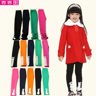  西西图冬季新款韩版女童裤子 儿童纯棉加绒加厚保暖打底裤
