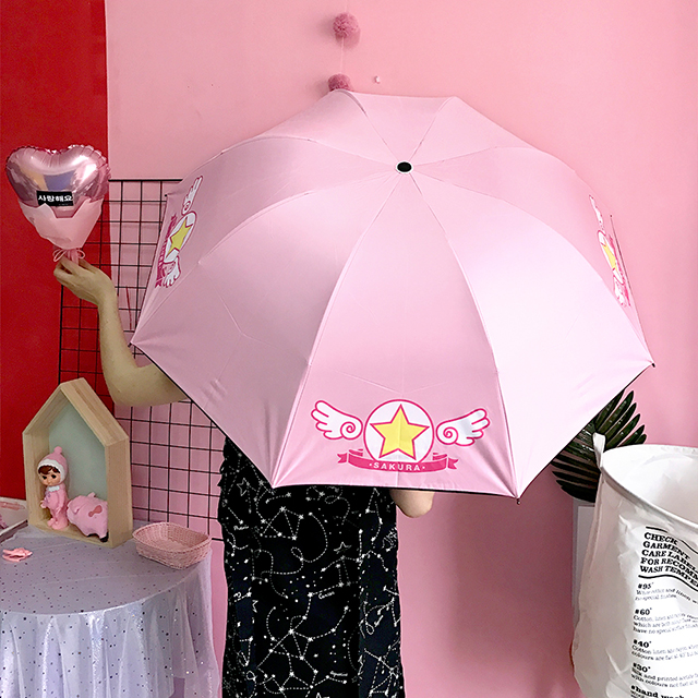 solar system Soft sister Hearts Pink lovely Vinyl Magic Card girl Umbrella fold Umbrella Dual use Parasolin the Home Daily , Umbrella/Rain gear/Rain/Moistureproof , Umbrella category - from Buy2taobao.com to provide professional Taobao agent buy service