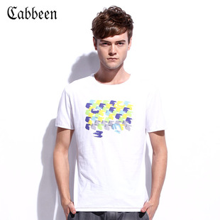  卡宾正品夏季潮流男装 时尚印花图案男士修身短袖T恤B/3122132082