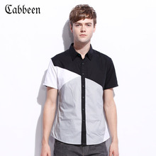 Carbene genuine spring and summer men's Slim short-sleeved cotton stitching tide casual shirt B/3121111037