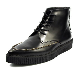  秋冬款亚历山大王男鞋英伦男靴增高厚底松糕底真皮韩版拉链铆钉靴