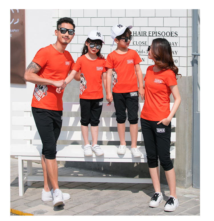 Parenting summer 2019 new pattern orange Short sleeved A Three black Pants suit kindergarten group Class clothesin the Children/Baby/Family fitted , Family fitted/Parenting Fashion category - from Buy2taobao.com to provide professional Taobao agent buy service