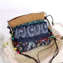 波西米亚草编包糖果色编织包包女包田园沙滩包单肩斜挎包小包草包