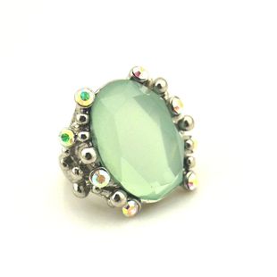  欧美外贸原单B30：时尚 潮流 精美 大宝石戒顶镶钻戒指W084