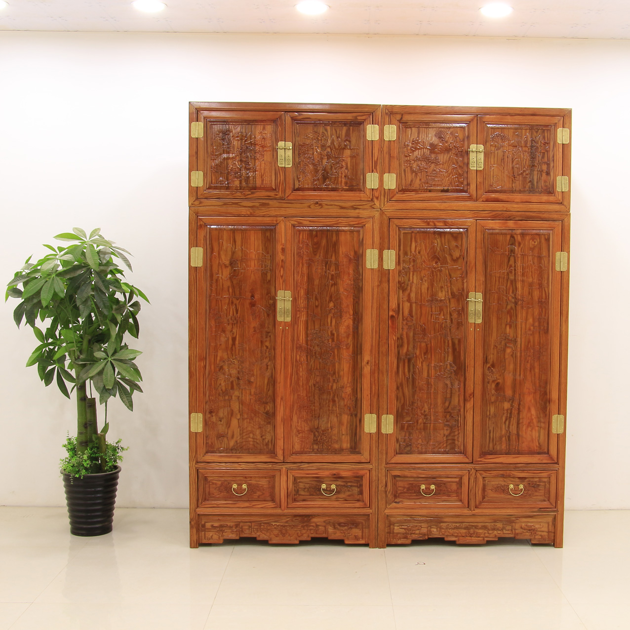 Chinese style Ming and Qing antique furniture Two Carved Top cabinet Wardrobe new pattern Lockers Elm solid woodin the Residential furniture , Cabinet , Wardrobe category - from Buy2taobao.com to provide professional Taobao agent buy service