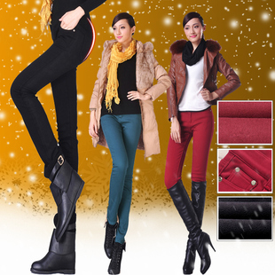  秋冬季加绒加厚打底裤女士大码显瘦铅笔裤抓绒保暖裤女裤子