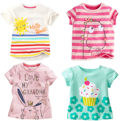 2018新款夏款儿童女童短袖T恤纯棉短袖卡通上衣宝宝女半袖T恤