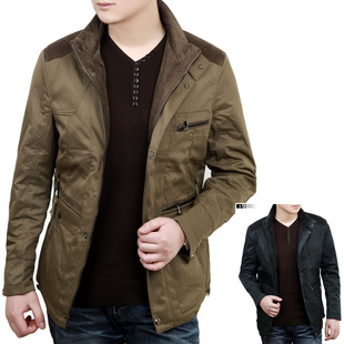  春装新款 与狼共舞正品男装 男士立领纯色修身夹克 时尚休闲