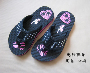  Skechers女童人字拖儿童帆布拖鞋外贸原单沙滩拖鞋按摩底休闲拖鞋