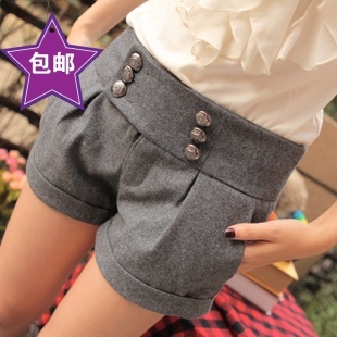 2013毛呢<em>短裤女</em>胖MM秋冬 <em>特大码</em>呢子<em>短裤</em> 冬