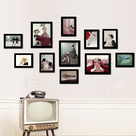 装饰画有框画照片墙相片墙服装店女装服饰女包