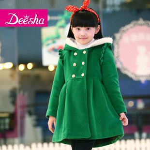  笛莎新品女童儿童中大童呢子大衣中长款1219244