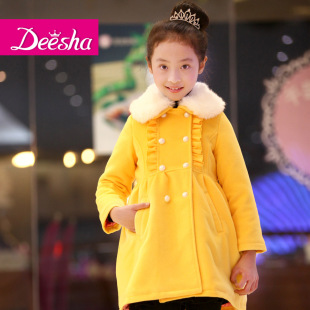  笛莎秋冬新品女童儿童装加厚保暖中大童呢大衣1219239