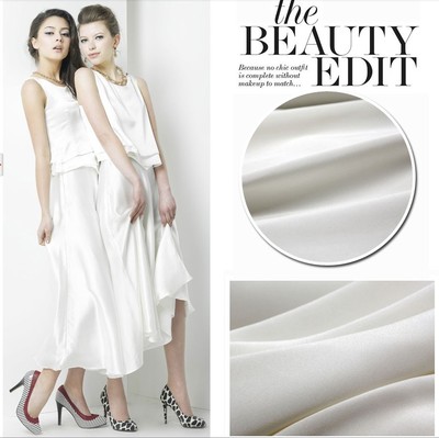 重磅100%裙装裤装衬衣白色真丝面料 丝绸欧美风格纯色布料疯抢