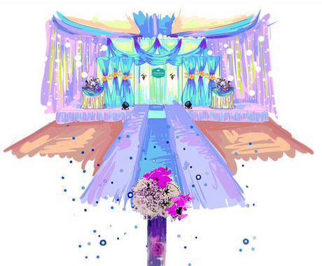 黄小花工作室婚礼策划手绘效果图\/舞台展示区