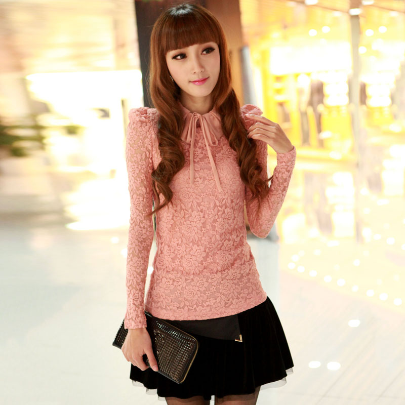 韩版大码修身蕾丝...