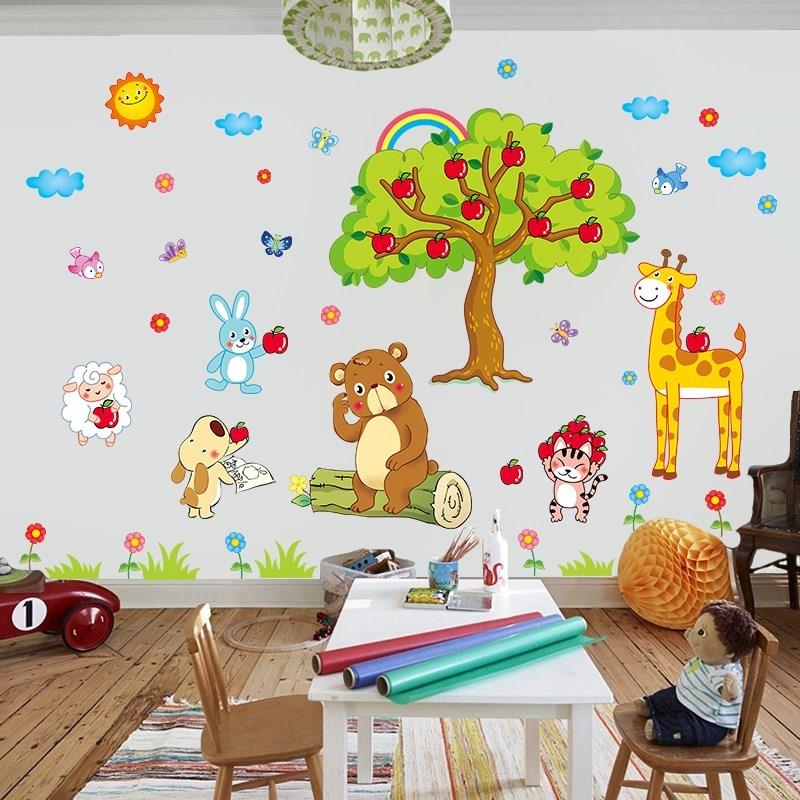 Cartoon animal wallpaper wall Stickers baby Children's Room kindergarten bedroom Wall decorate Wall stickersin the Decoration main material , Wallpaper , Pure paper wallpaper category - from Buy2taobao.com to provide professional Taobao agent buy service