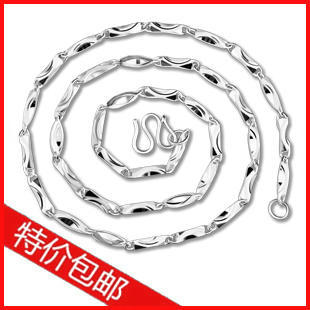  包邮 韩版时尚 元宝项链 男士项链 镀白金925纯银项链 男女款饰品