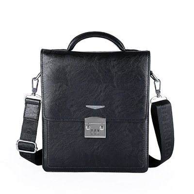 男士公文包商务休闲手提包超纤皮包背包带密码锁单肩斜跨包韩版潮