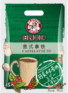  台湾进口伯朗咖啡 意式拿铁咖啡405克/15小包【江浙沪4袋起包邮