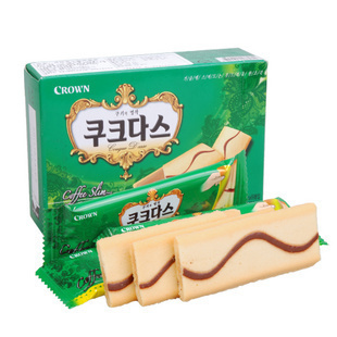  韩国进口零食 Crown可拉奥咖啡夹心蛋卷饼干144g 咖啡蛋卷
