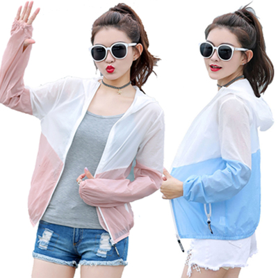 防晒衣短款女春夏夹克外套韩长袖轻薄透气空调防紫外线连帽防晒衫