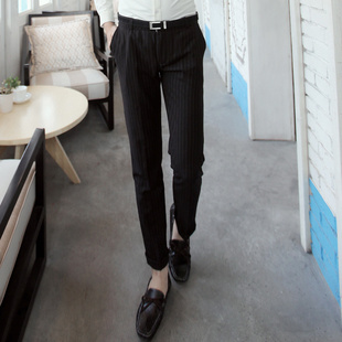  【SEE lock】韩版时尚休闲 男士韩版修身西裤条纹时尚西裤男