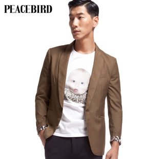  太平鸟男装春装新款 个性豹纹西服男/修身小西装80212135011