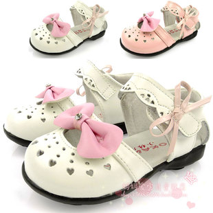  春夏新款 韩版公主鞋爱心镂空软牛皮儿童半凉鞋真皮女童单鞋
