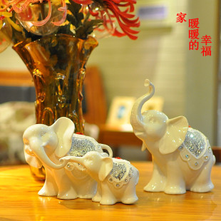  家居陶瓷象摆件 现代工艺品大象客厅装饰摆件 家庭象新年婚庆礼品