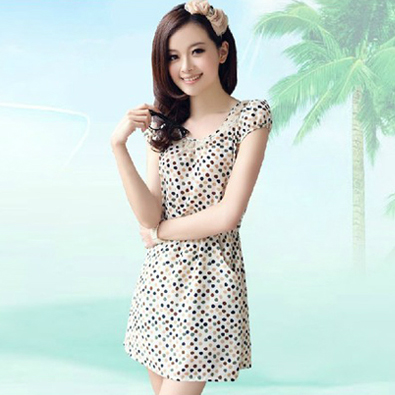 韩版淑女短袖圆领...