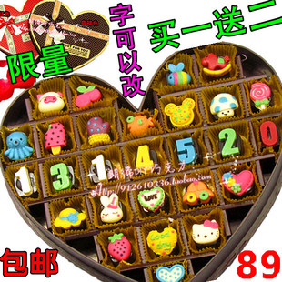 DIY刻字写字卡通巧克力 创意生日礼物 手工巧克力礼盒装 特价包邮