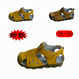  秒杀新款韩版牛皮正品风之铃男童鞋镂空包头 皮凉鞋 软底儿童潮鞋